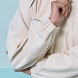 Thea Drop Shoulder Cinched Waist Hoodie in Cream