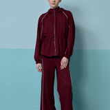 Thea Drop Shoulder Cinched Waist Hoodie in Maroon