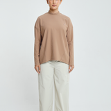 Lily Basic Ribbed Top in Brown