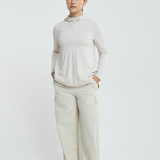 Hailey Running Top Hoodie in Eggshell