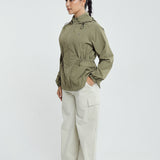 Sophia Aeroshade Cinched Windbreaker in Warm Olive