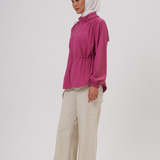 Nyla Cinched Windbreaker in Light Magenta