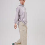 Cleo Adjustable Side Ruched Hoodie in Grey