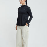 Hailey Running Top Hoodie in Black