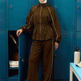 Thea Straight Cut Pants in Dark Brown