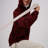 Cleo Adjustable Side Ruched Hoodie in Maroon