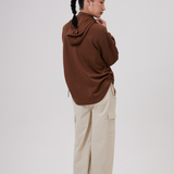 Cleo Adjustable Side Ruched Hoodie in Brown