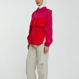 Sasha Tri-Colour Windbreaker in Fuchsia