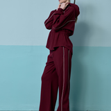 Thea Drop Shoulder Cinched Waist Hoodie in Maroon