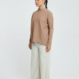 Lily Basic Ribbed Top in Brown