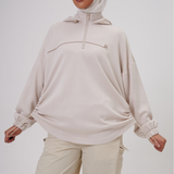 Cleo Adjustable Side Ruched Hoodie in Oat