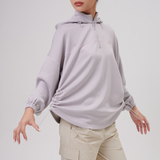 Cleo Adjustable Side Ruched Hoodie in Grey