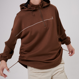 Cleo Adjustable Side Ruched Hoodie in Brown