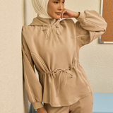 Hera Adjustable Waist Hoodie in Taupe