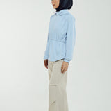 Nyla Cinched Windbreaker in Powder Blue
