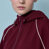 Thea Drop Shoulder Cinched Waist Hoodie in Maroon