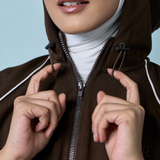 Thea Drop Shoulder Cinched Waist Hoodie in Dark Brown