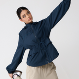 Neo Windbreaker Top in Charcoal Blue