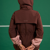 Vera Cinched Windbreaker in Dark Brown & Blush Pink