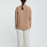 Lily Basic Ribbed Top in Brown