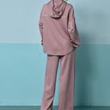 Eli Relaxed Quarter Zip Hoodie in Light Mauve