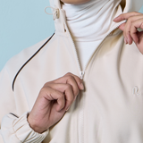 Thea Drop Shoulder Cinched Waist Hoodie in Cream