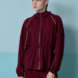 Thea Drop Shoulder Cinched Waist Hoodie in Maroon