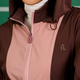 Vera Cinched Windbreaker in Dark Brown & Blush Pink