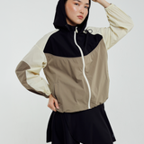 Renata Tri-Colour Windbreaker in Deep Taupe