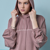 Eli Relaxed Quarter Zip Hoodie in Light Mauve