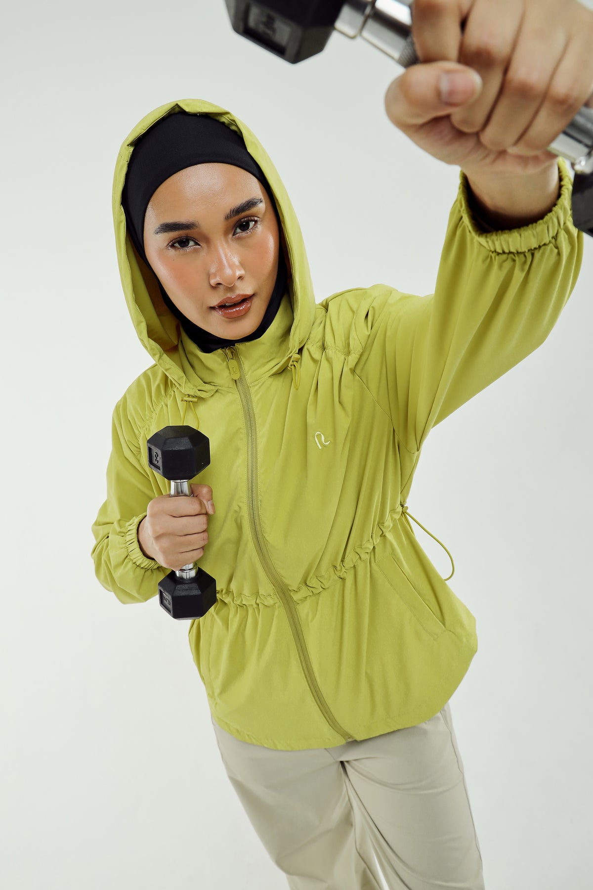 Nyla Cinched Windbreaker in Lime – NADA