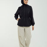 Nyla Cinched Windbreaker in Black
