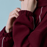 Thea Drop Shoulder Cinched Waist Hoodie in Maroon