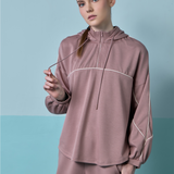 Eli Relaxed Quarter Zip Hoodie in Light Mauve