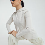 Hailey Running Top Hoodie in Eggshell