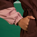 Vera Cinched Windbreaker in Dark Brown & Blush Pink
