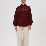 Cleo Adjustable Side Ruched Hoodie in Maroon