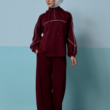 Eli Relaxed Quarter Zip Hoodie in Maroon