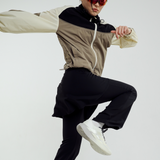 Renata Tri-Colour Windbreaker in Deep Taupe