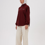 Cleo Adjustable Side Ruched Hoodie in Maroon