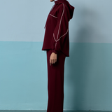 Eli Relaxed Quarter Zip Hoodie in Maroon