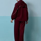 Eli Relaxed Quarter Zip Hoodie in Maroon