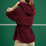 Vera Cinched Windbreaker in Burgundy & Sand