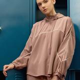 Eli Relaxed Quarter Zip Hoodie in Light Mauve