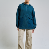 Thara Boxy Windbreaker in Teal Blue