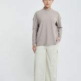 Lily Basic Ribbed Top in Taupe