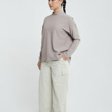 Lily Basic Ribbed Top in Taupe