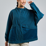 Thara Boxy Windbreaker in Teal Blue