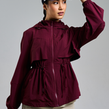 Megan Trench Windbreaker in Burgundy