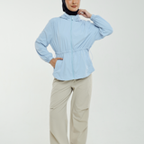 Nyla Cinched Windbreaker in Powder Blue